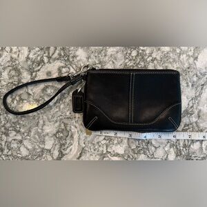 Coach Black Leather Wristlet, EUC